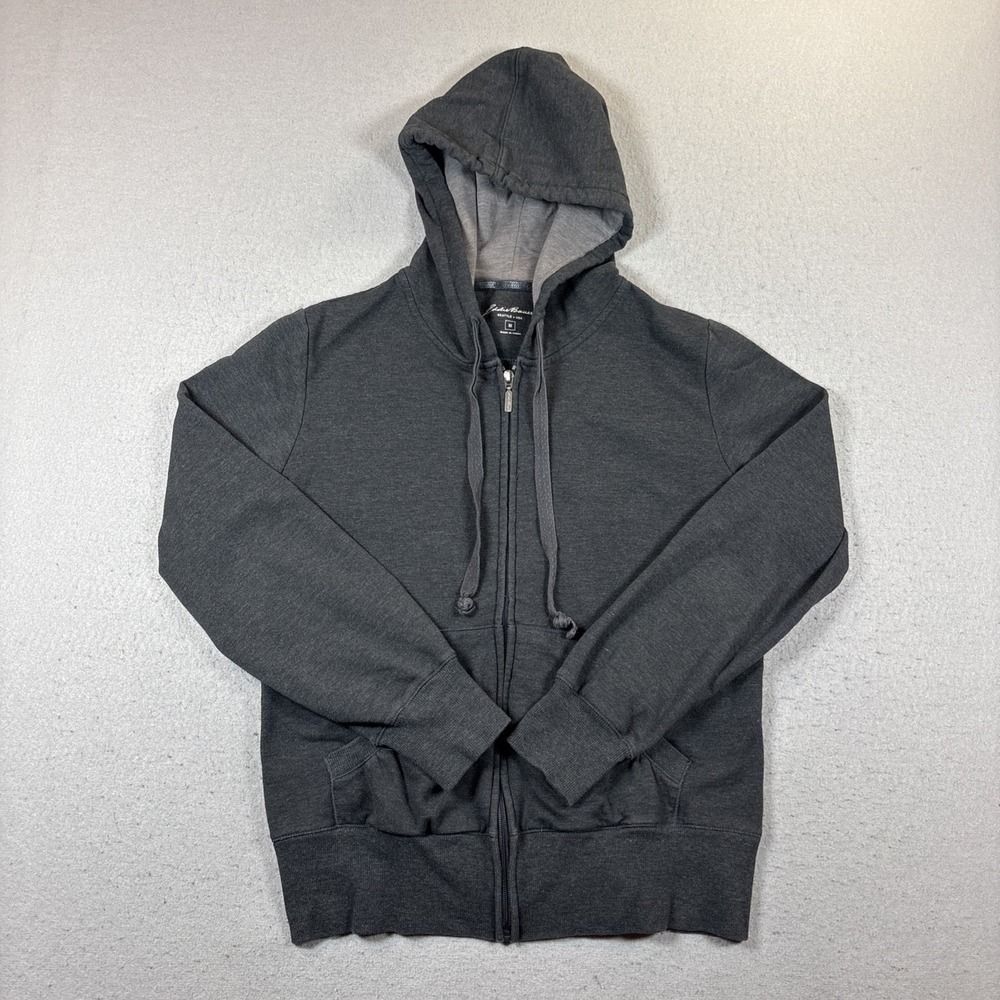 Eddie Bauer Zip-Up Hoodie Womens Medium Gray Lightweight 100% Cotton Casual